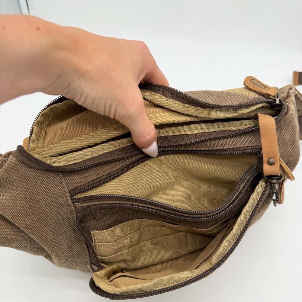 LL Bean Gorpcore Vintage Heavyweight Canvas Fanny Pack Waist Belt Bag Tan Brown - Picture 7 of 10